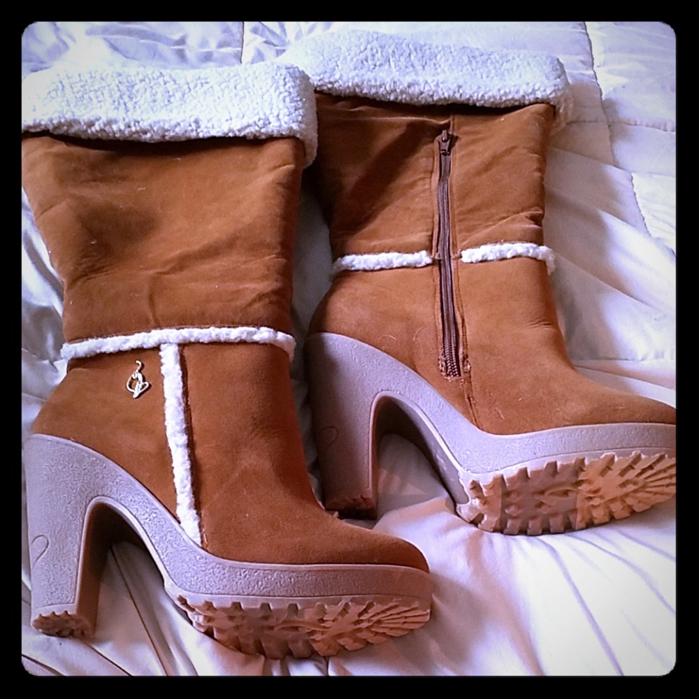 Baby Phat Tan Suede Boots NWOT
